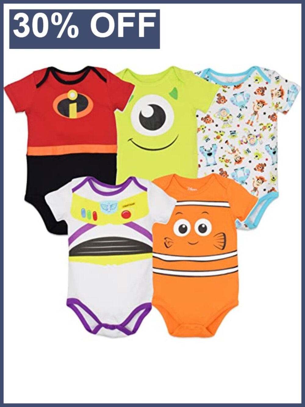 5 Pack Short Sleeve Baby Bodysuits Snap Closure Newborn Infant
